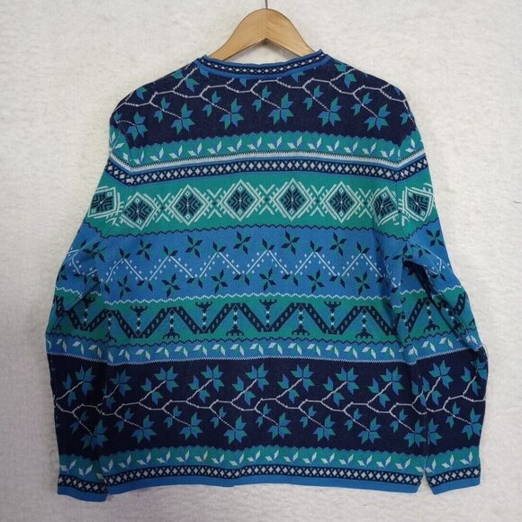 Vintage First Issue Womens L Button Up Sweater Cardigan Aztec Southwest Cotton - Picture 12 of 16